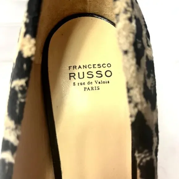 Francensco Russo Pumps Woman 11 Velvet Leopard Print Stiletto Heels Italy Made - Picture 13 of 16